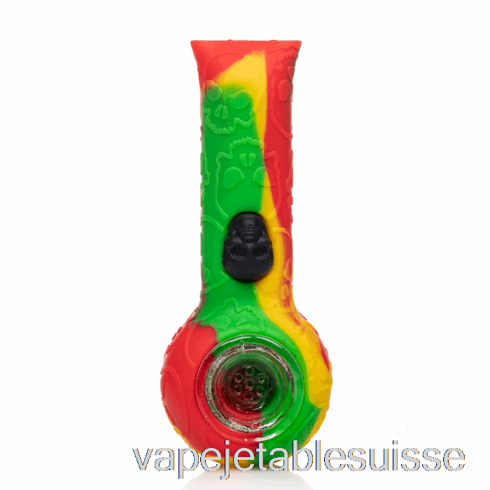 Vape Suisse Stratus Silicone Crâne Main Pipe Rasta (vert/rouge/jaune)
